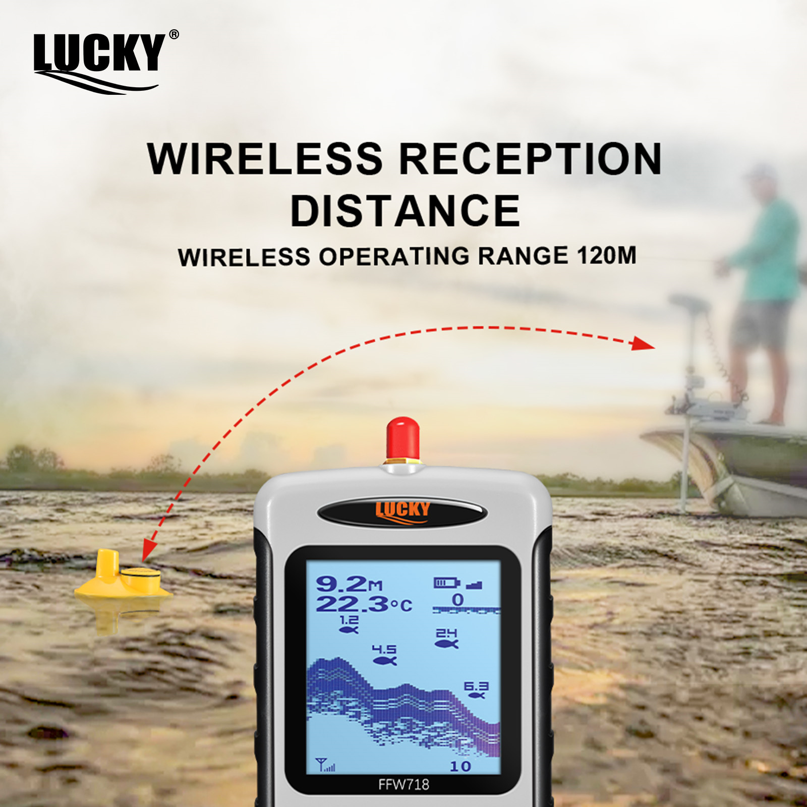 LUCKY FFW718 Wireless Portable - огляд і ціна Fishing Depth Finder